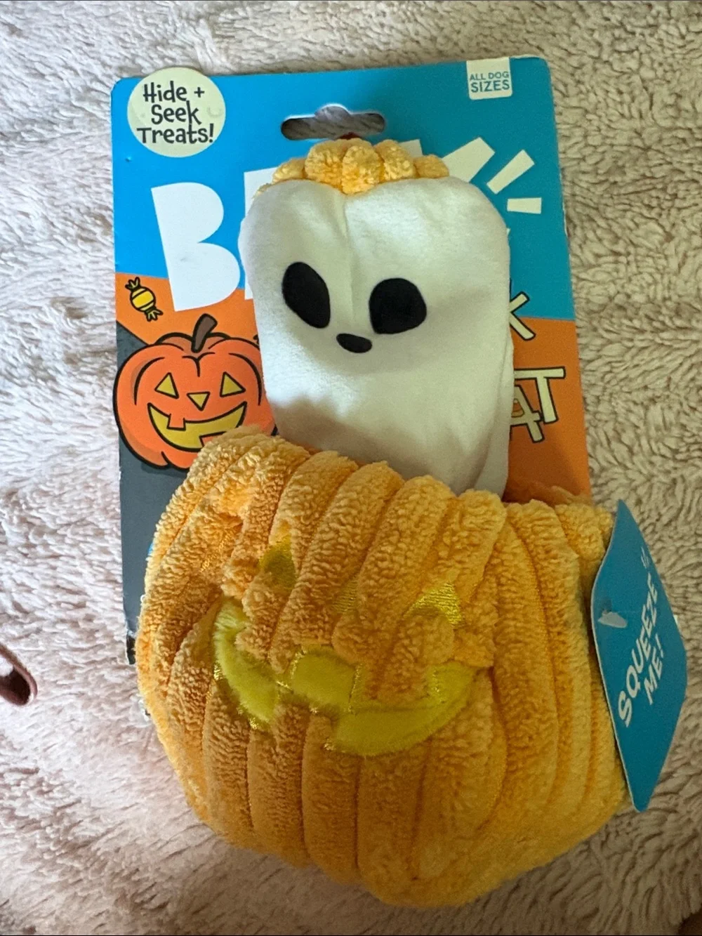 Bark Plush Halloween Pumpkin & Ghost Dog Toy squeaker with crinkle sounds